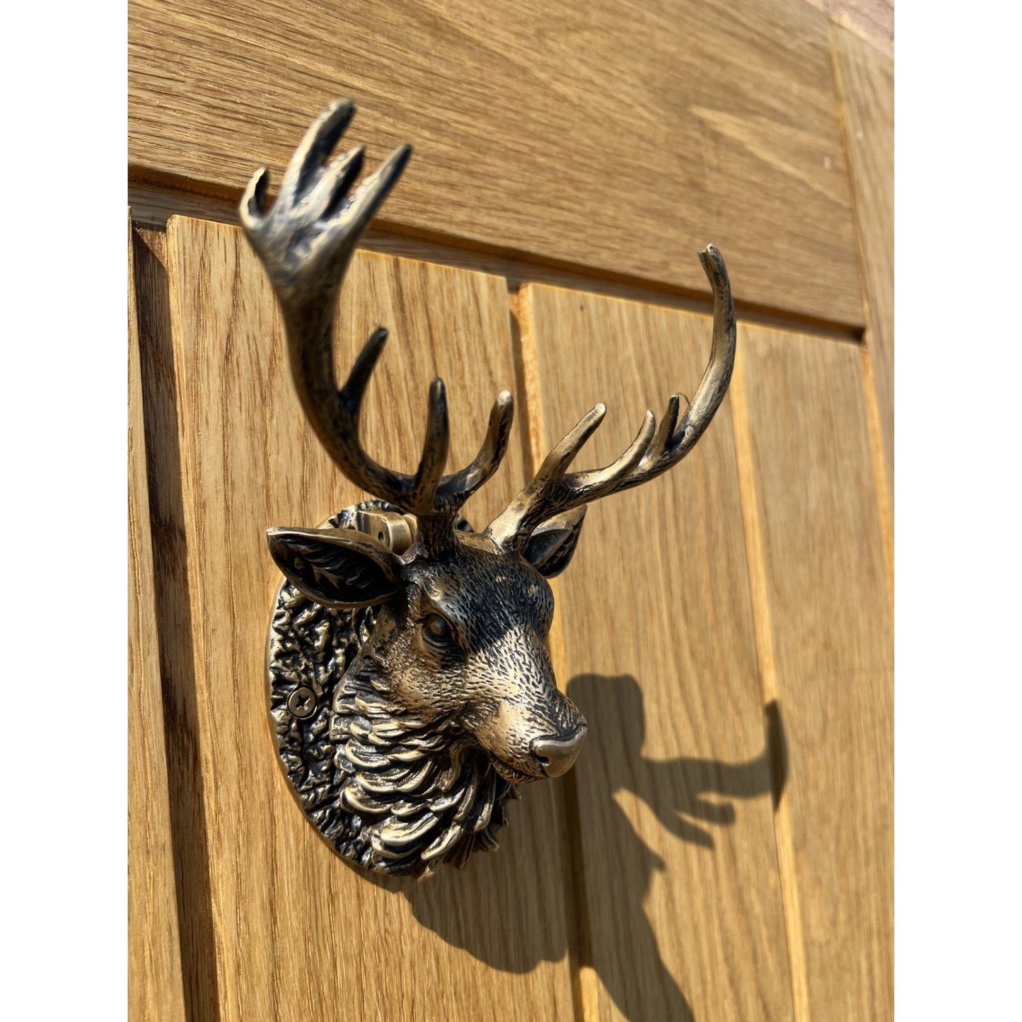 Stag Door Knocker - Heritage Finish - Brass bee
