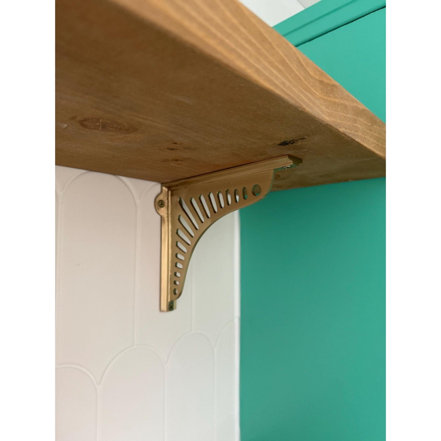 Satin Brass Sunrise Shelf Brackets - Heavy Duty Solid Brass - Brass bee