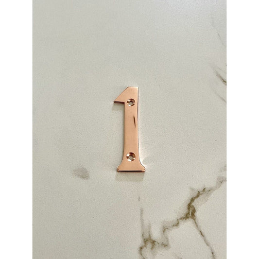 Brass bee 0-9 Screw Fixing Numerals in Rose Gold Finish - Brass bee