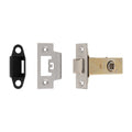 Carlisle Brass Easi-T Heavy Sprung Tubular Latch in a combination of brass and stainless steel finishes, featuring a cylindrical latch mechanism and accompanying strike plates.