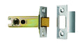 Carlisle Brass Easi-T Heavy Sprung Tubular Latch with a gold-colored latch mechanism and a silver-colored strike plate, made of metal, designed for securing doors.