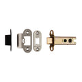 Carlisle Brass Easi-T Heavy Sprung Tubular Latch with a metal finish including a latch mechanism, strike plate, and faceplate, designed for secure door functionality.