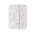 Zoo Hardware Grade 14 Concealed Knuckle Hinge SS201 with a hospital tip design, made of stainless steel, featuring a smooth finish and multiple screw holes for installation.