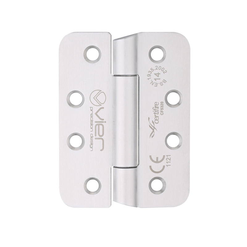 Grade 14 Concealed Bearing Hinge Stainless Steel Radius - Grade 201 - 102 x 76 x 3mm - Hospital Tip