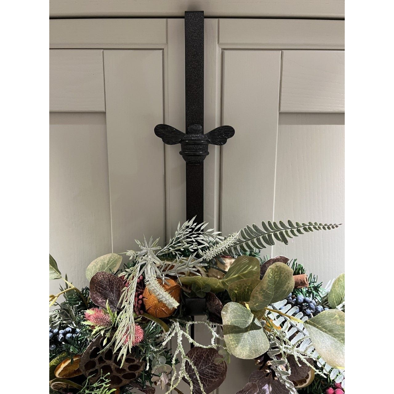 Brass bee Wreath Hanger - Black Finish - Brass bee