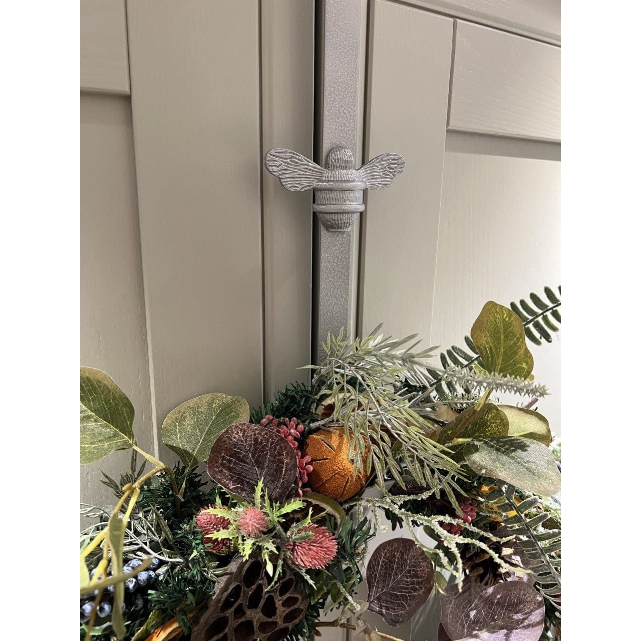 Brass bee Wreath Hanger - Grey Finish - Brass bee