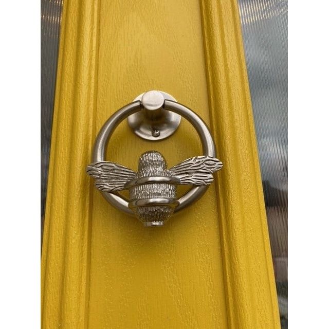Brass Bumble Bee Ring Door Knocker - Nickel Finish - Brass bee