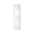 Zoo Hardware Spare Push on Euro Profile Backplate for Aluminium in a polished chrome finish, designed with a circular hole and keyhole for locking mechanisms.