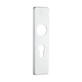 Zoo Hardware Spare Push on Euro Profile Backplate for Aluminium in silver finish, featuring a rectangular design with cutouts for a Euro profile cylinder and keyhole.