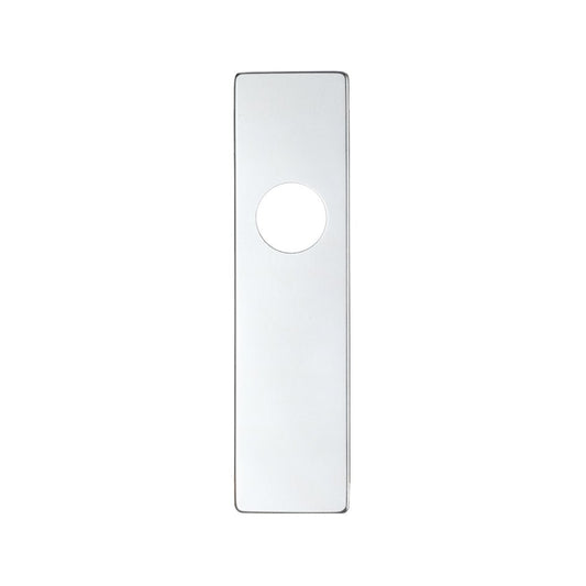 Zoo Hardware Spare Push on Latch Backplate for Aluminium in a polished finish, featuring a rectangular shape with a circular cutout in the center.