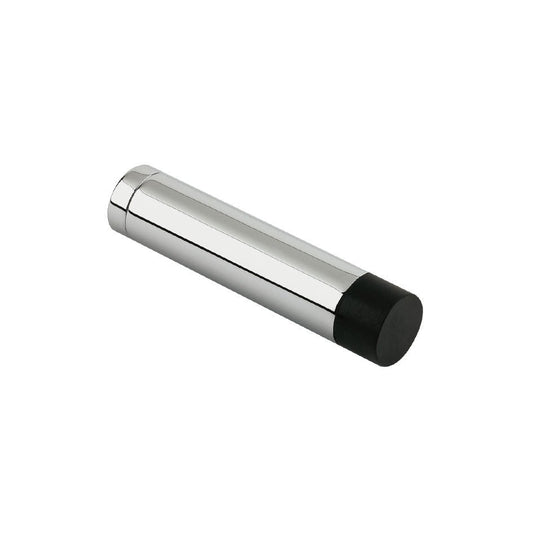 Zoo Hardware Door Stop - Cylinder without Rose 70mm in a chrome finish with a black base, designed as a cylindrical door stopper.