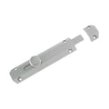 Zoo Hardware Surface Bolt 150mm in silver color, featuring a streamlined design with a round knob and visible plate components for secure door locking.
