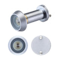 Zoo Hardware Door Viewer with Glass Lens featuring a 14mm diameter and 180° angle of vision, crafted from polished metal with a sleek silver finish, designed for easy installation in doors.