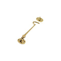 Zoo Hardware Cabin Hook (Lightweight) 6" in brass finish, featuring a long hook and two mounting plates with screws for secure installation.