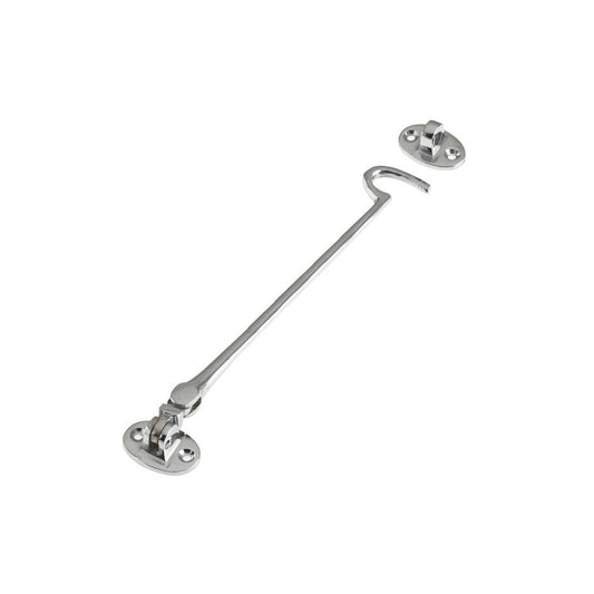Zoo Hardware Cabin Hook (Lightweight) 10" in a metallic finish, featuring a straight hook bar and two mounting plates for secure installation.