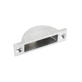 Zoo Hardware 62x19mm Easy Clean Socket t/s ZAS Flush Bolts in a satin chrome finish, featuring a curved top and rectangular cutout with two fixing holes for installation.