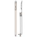 Zoo Hardware Lever Action Flush Bolt in a radius design, measuring 20mm x 305mm, with a sleek metallic finish and a durable construction, shown from two angles to display its function and design.