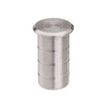Zoo Hardware Flush Bolt Dust Socket for Concrete in stainless steel, measuring 20x38mm, featuring a smooth cylindrical design with vertical grooves and a flat top.