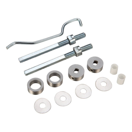 Zoo Hardware 25mm Back to Back Fixing Pack includes two metallic bolts, spacers, and washers, designed for use with 30mm Guardsman Pull Handles. The components feature a silver finish and are made from durable metal materials.