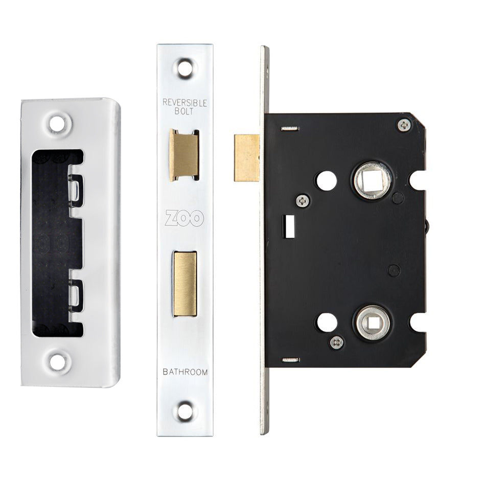 Mortice Bathroom Lock, 64mm - 57mm Centres, Square