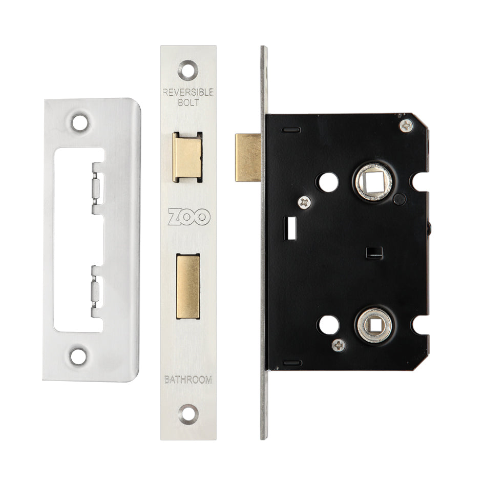 Mortice Bathroom Lock, 64mm - 57mm Centres, Square