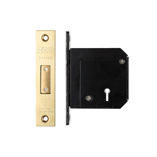 British Standard 5 Lever Deadlock – Solid Brass Deadbolt - Keyed Alike 80mm PVD Brass Keyed Alike Love Handles uk