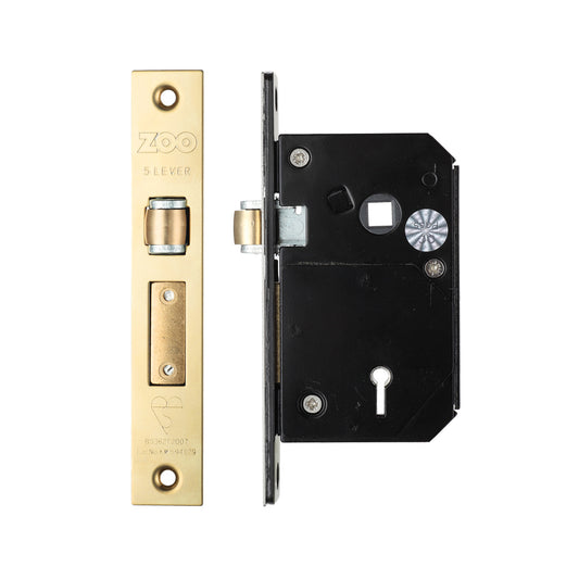 Zoo Hardware BS3621 5-Lever Sashlock — 67mm Polished Brass (Chubb 3K74 Retrofit)