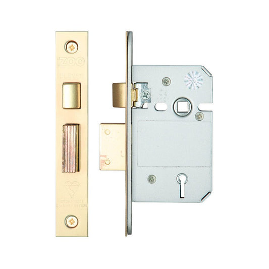 British Standard 5 Lever Sashlock – Keyed Alike 64mm - Deadbolt Polished Brass Love Handles uk