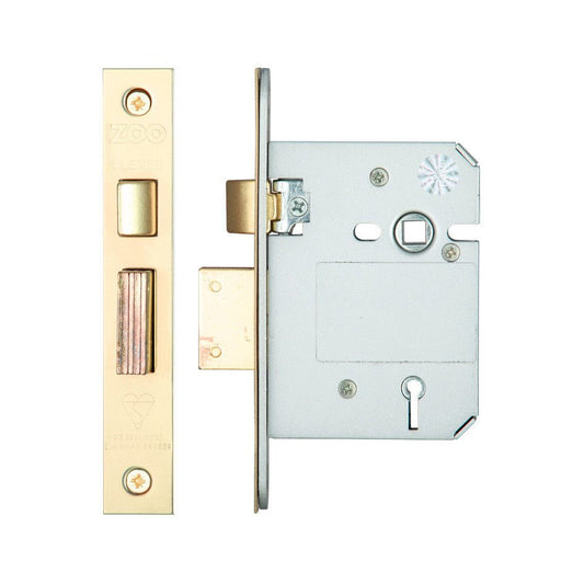 British Standard 5 Lever Sashlock 76mm Polished Brass Love Handles uk