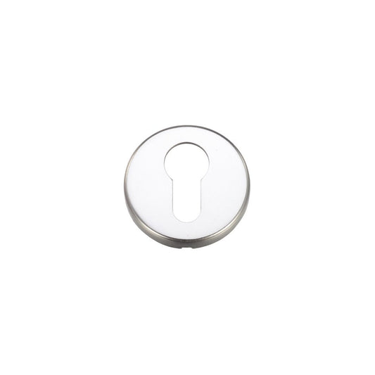 Zoo Hardware Escutcheon Euro Profile measuring 51.5mm in a circular design, made of polished metal with a keyhole shape cutout in the center.