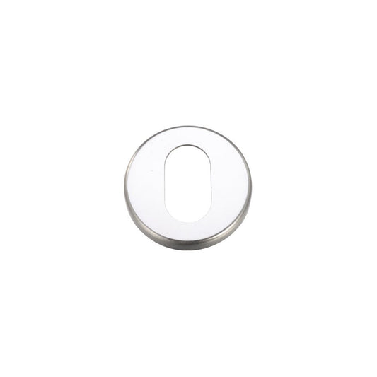 Zoo Hardware Escutcheon Oval Profile - 51.5mm in polished stainless steel, featuring an oval cutout in the center and a smooth round edge, designed for door hardware applications.