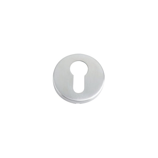 Zoo Hardware Euro Profile Escutcheon with a diameter of 52mm, made of Grade 201 stainless steel, featuring a keyhole shape in the center.