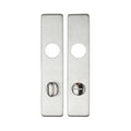 Zoo Hardware Cover Plate for 19mm and 22mm Return to Door Lever on Backplate, made of stainless steel, featuring a sleek design with two holes for lever attachment and a thumb turn.