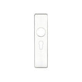 Zoo Hardware Cover Plate for 19mm Return to Door Lever on Short Backplate, measuring 45mm x 180mm, featuring a rectangular shape with a circular hole and keyhole, designed for installation on doors.