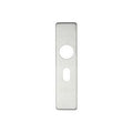 Zoo Hardware Cover Plate for 19mm Return to Door Lever on Short Backplate in a brushed stainless steel finish, featuring an oval profile measuring 48.5mm with dimensions of 45mm x 180mm.