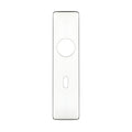 Zoo Hardware Cover Plate for 19mm Return to Door Lever on Short Backplate in a polished finish, measuring 45mm x 180mm, featuring a round hole and a rectangular slot for a lock.