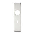 Zoo Hardware cover plate for 19mm return to door lever on a short backplate, featuring a stainless steel finish. The plate measures 45mm x 180mm and includes a circular hole and a vertical slot for locking mechanism.