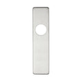 Zoo Hardware cover plate for 19mm return to door lever on short backplate, measuring 45mm x 180mm, with a brushed stainless steel finish and a central circular hole for latch installation.