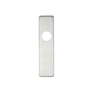 Zoo Hardware Cover Plate for 19mm Return to Door Lever on Short Backplate in silver finish, measuring 45mm x 180mm, featuring a round hole for the latch mechanism.