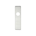 Zoo Hardware Cover Plate for 19mm Return to Door Lever on Short Backplate in silver finish, measuring 45mm x 180mm, featuring a round hole for the latch mechanism.
