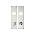 Zoo Hardware Cover Plate for 19mm Return to Door Lever on Short Backplate in stainless steel, measuring 45mm x 180mm, features two rectangular plates with round holes and a visible turn knob for door operation.