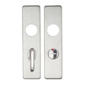 Zoo Hardware Cover Plate for 19mm Return to Door Lever on Short Backplate, measuring 45mm x 180mm, features a brushed stainless steel finish and includes a lever handle and a red indicator.