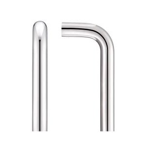 Zoo Hardware 19mm D Pull Handle with 300mm centres, featuring a sleek and polished chrome finish and designed for bolt through fixings, showcasing a simple, durable construction.