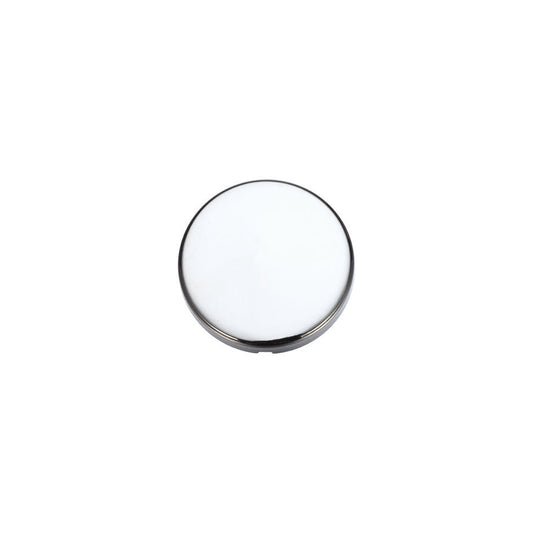 Zoo Hardware Blank Profile Escutcheon with a diameter of 52mm, featuring a smooth white surface encircled by a polished silver rim, designed for covering keyholes or lock cylinders.