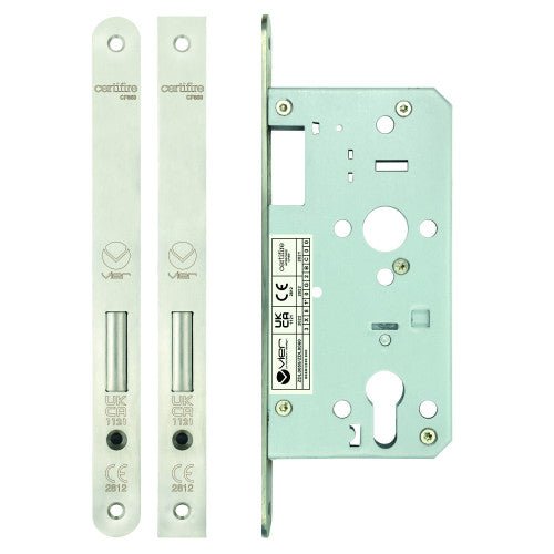 DIN Euro Profile Deadlock – BS EN 12209 Grade 3 55mm Square – 22mm Satin Stainless Love Handles uk