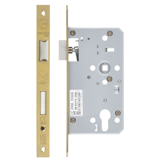 Mortice Escape lock - 72mm Centres, 60mm Backset - Square Forend