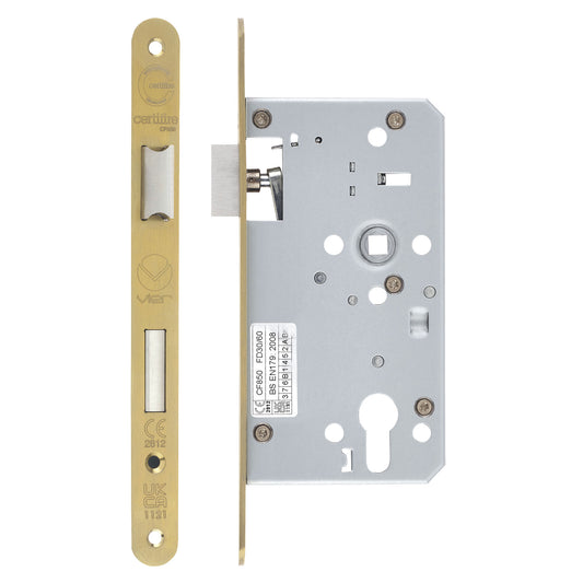 Mortice Escape lock - 72mm Centres, 60mm Backset - Radius Forend