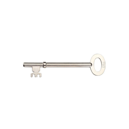 Zoo Hardware Spare Key for London Fire Brigade Lock (Key Profile 02) featuring a silver metal construction with an elongated shaft and a circular handle, designed specifically for use with fire brigade locking systems.