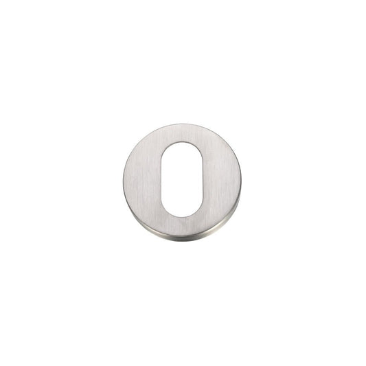 Zoo Hardware Oval Profile Escutcheon - Pairs in brushed stainless steel with an oval cutout design, featuring a smooth finish and a simple, round frame.