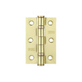 Zoo Hardware Door Hinge 2 Ball Bearing measuring 3" x 2" x 2mm, finished in brass with six mounting holes and a smooth hinge design for ease of use.